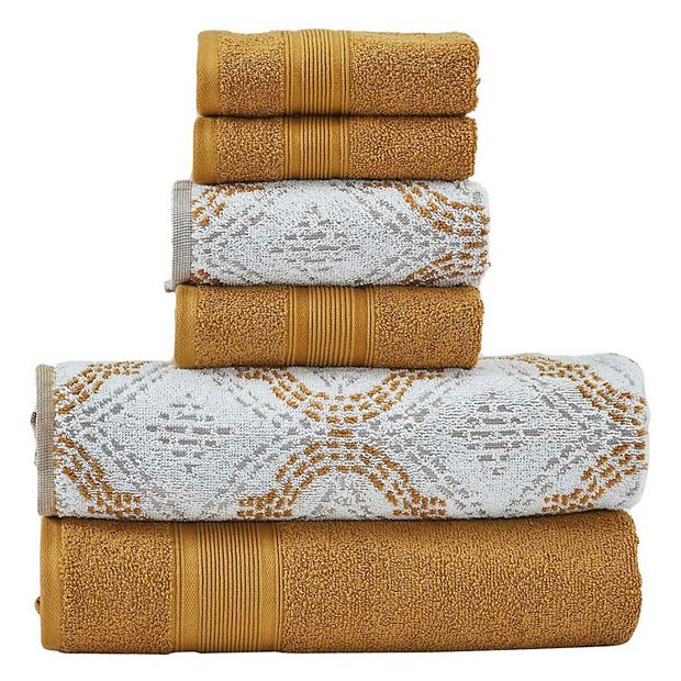 6pc Cotton Jacquard Bath Towel Set Orange