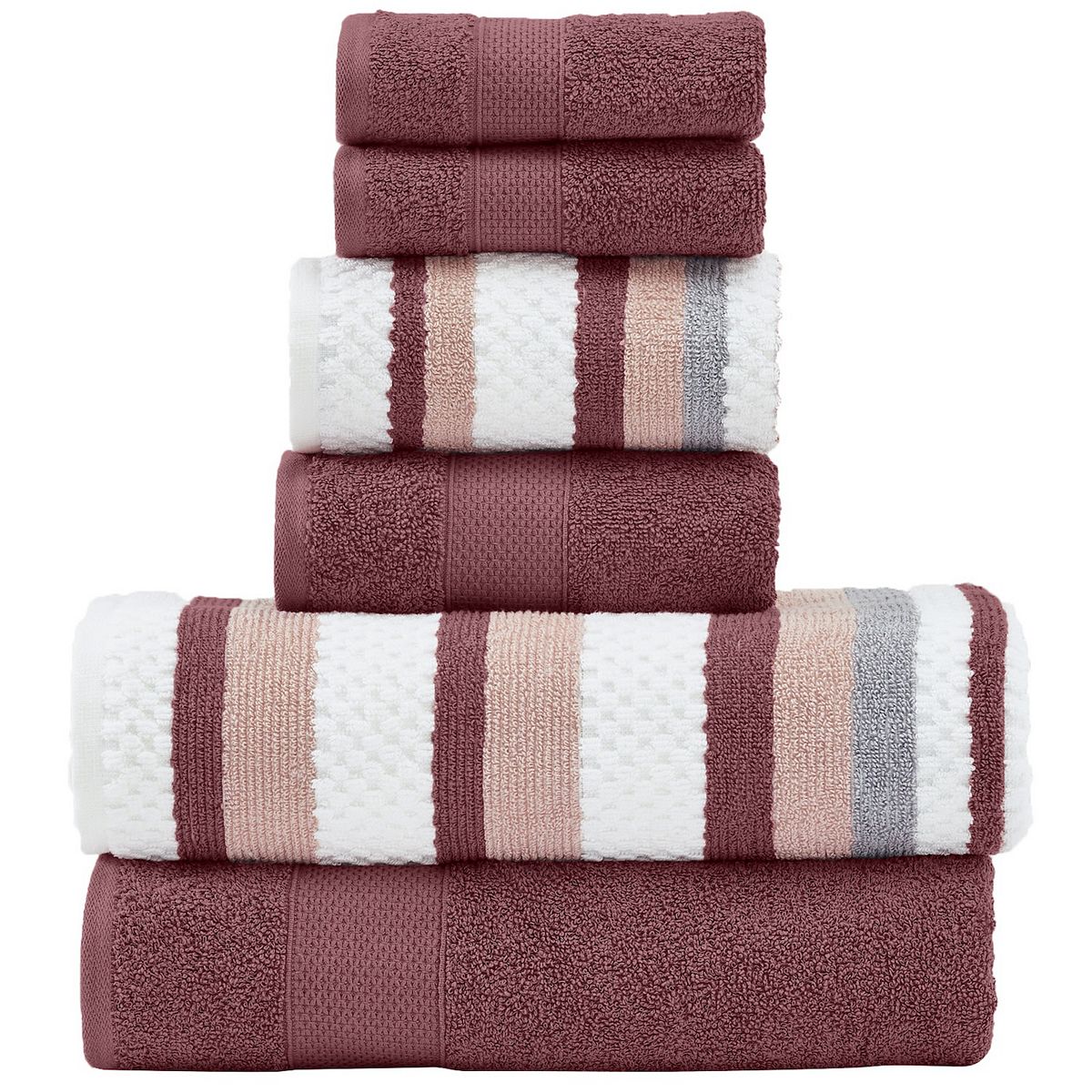 Modern Threads 6-Piece Pax Jacquard Towel Set - Rosewood