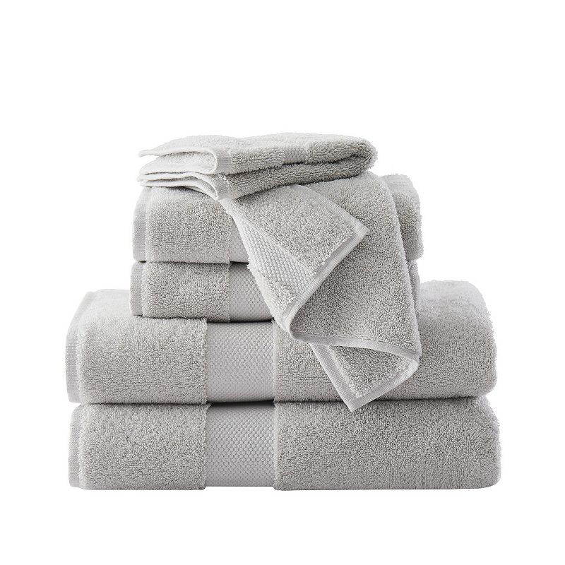Brooklyn Loom Solid Turkish Cotton 6-Piece Towel Set, Grey