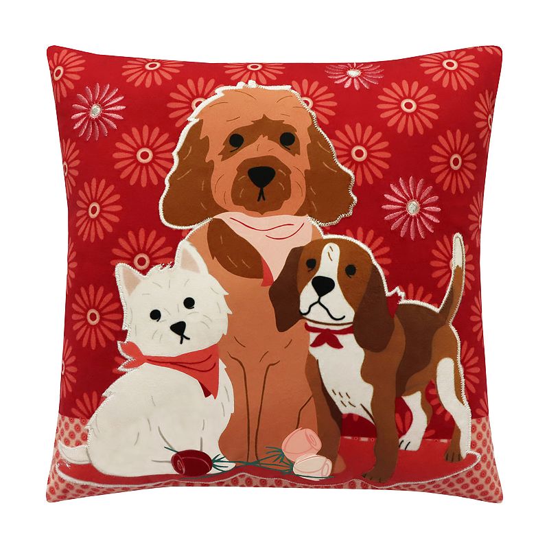 Celebrate Together Valentines Day Dog Trio Mini Throw Pillow, Red, 12X12