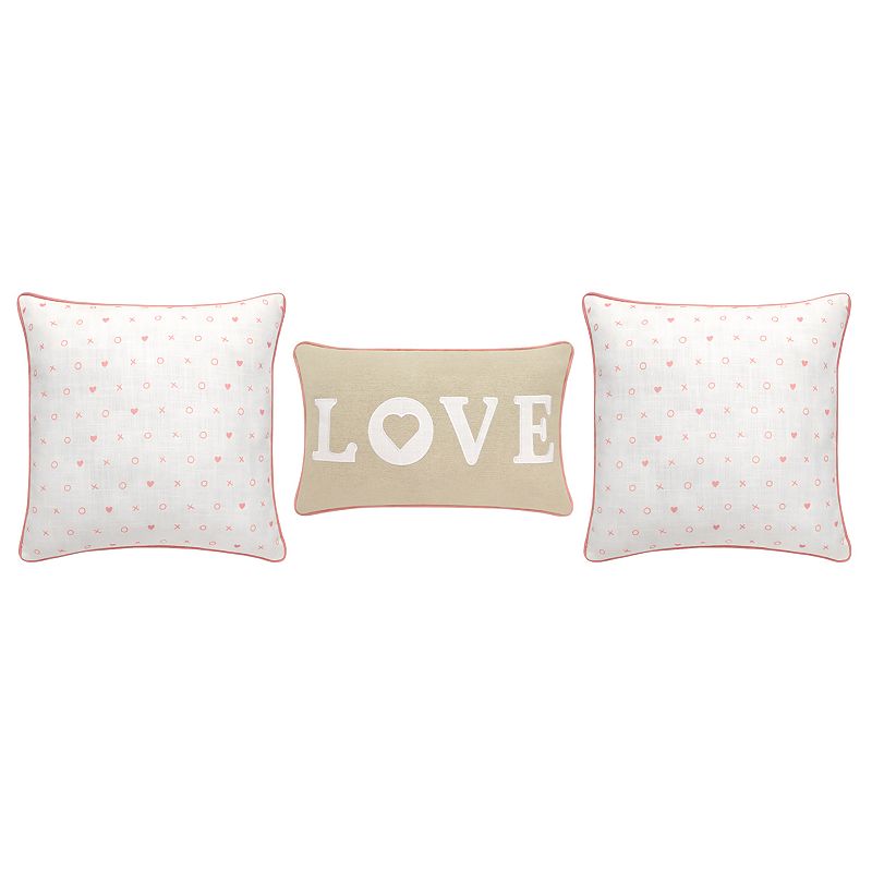 Celebrate Together Valentines Day Love 3-pack Throw Pillow Set, Beig/Green