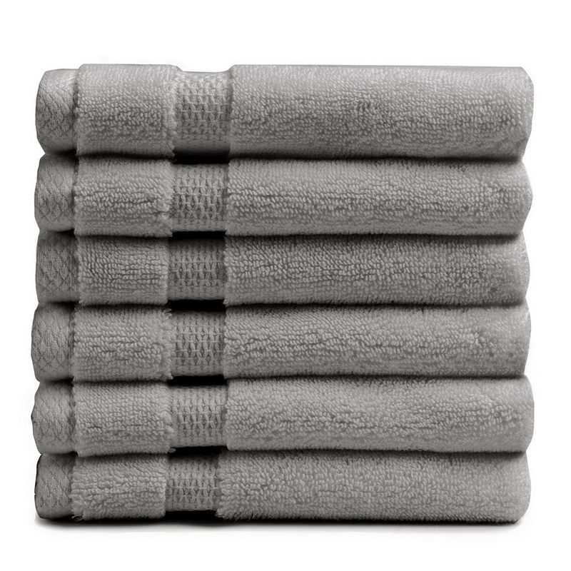 Charisma Heritage American 6-Piece Wash Cloth Set, Grey, 6 PK
