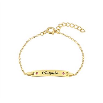 Charming Girl Kids 14k Gold Over Silver "Chiquita" Cubic Zirconia ID Bracelet