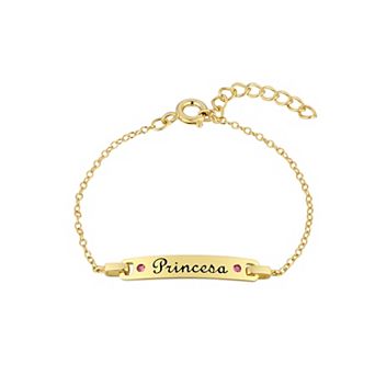 Charming Girl Kids 14k Gold Over Silver "Princesa" Cubic Zirconia ID Bracelet
