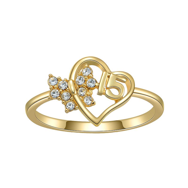 Charming Girl 14k Gold Over Silver 15 Heart Ring, Girls, Size: 6, Whi