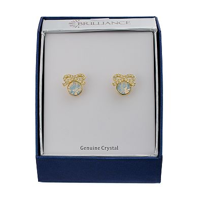 Brilliance Gold Tone Simulated White Opal Bow Stud Earrings