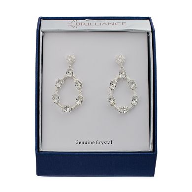Brilliance Silver Tone Crystal Teardrop Earrings