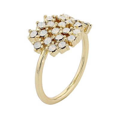 Brilliance Simulated White Opal Crystal Cluster Ring