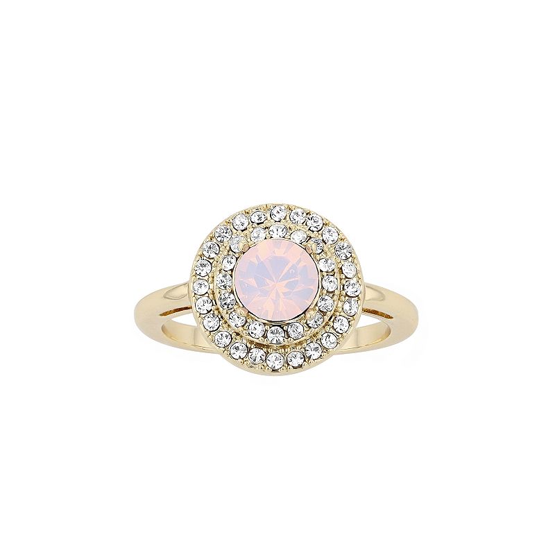 Brilliance Simulated Rosewater Opal Crystal Double Halo Ring, Womens, Size