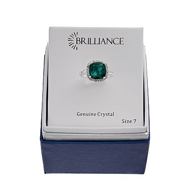 City Luxe Denim Blue Crystal Cushion Halo Ring