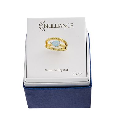 Brilliance Simulated White Opal Crystal East West Teardrop Ring