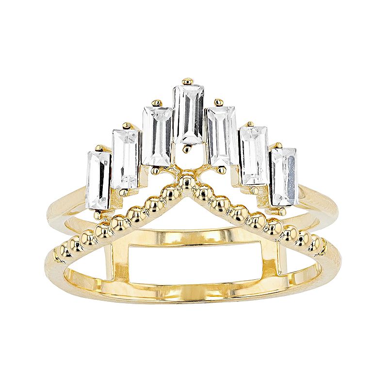 37195300 Brilliance Gold Tone Crystal Baguette Chevron Ring sku 37195300