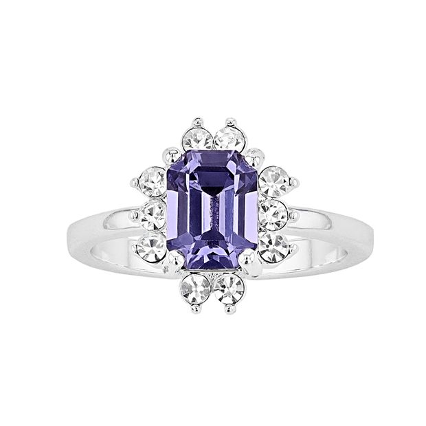 Brilliance Purple Crystal Halo Ring