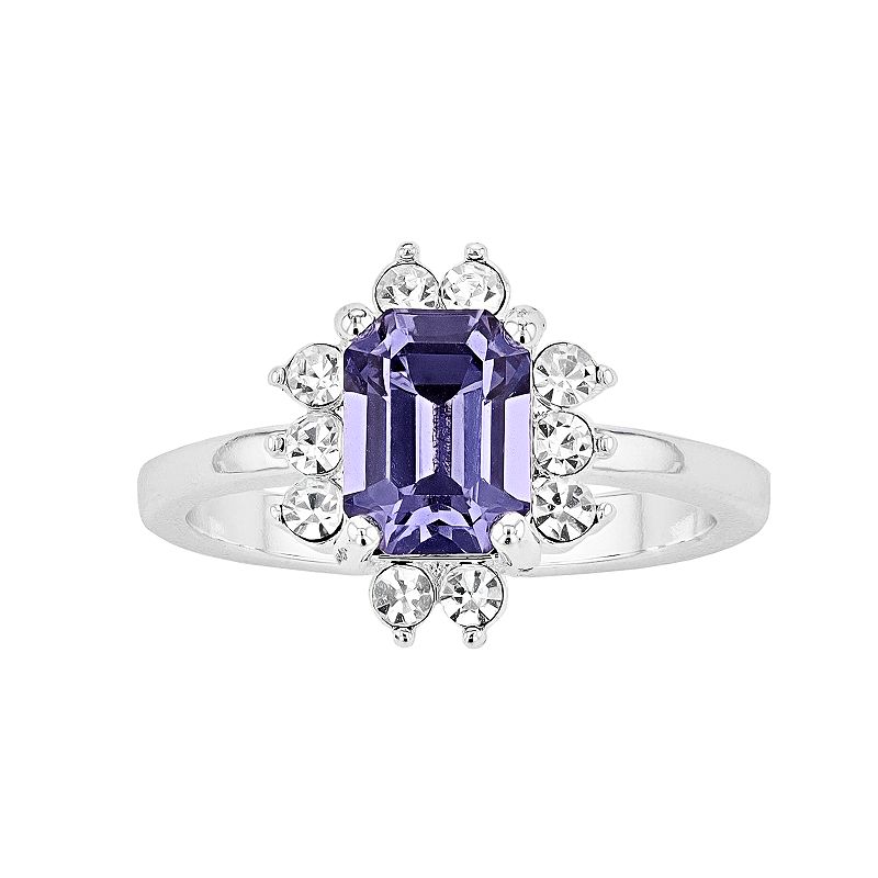 Brilliance Purple Crystal Halo Ring, Womens, Size: 9