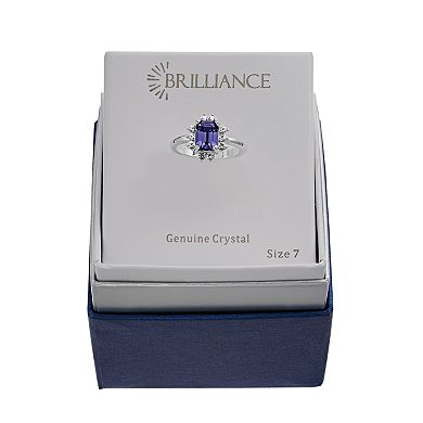 Brilliance Purple Crystal Halo Ring
