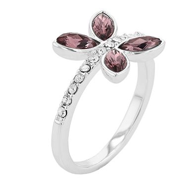 Brilliance Purple Crystal & Silver Tone Butterfly Ring