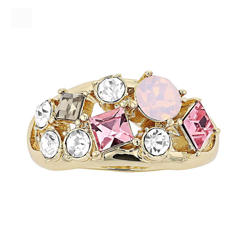 Brilliance Pink & White Crystal Cluster Ring, Womens, Size: 8, Multicolor