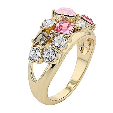 Brilliance Pink & White Crystal Cluster Ring
