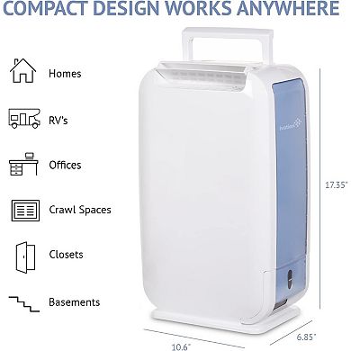 Ivation 13 Pint Small-Area Desiccant Dehumidifier Compact and Quiet with Continuous Drain Hose