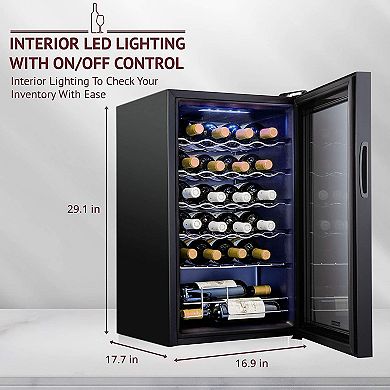 Schmecke Wine Fridge, Freestanding Wine Refrigerator, 24 Bottle Wine Cooler