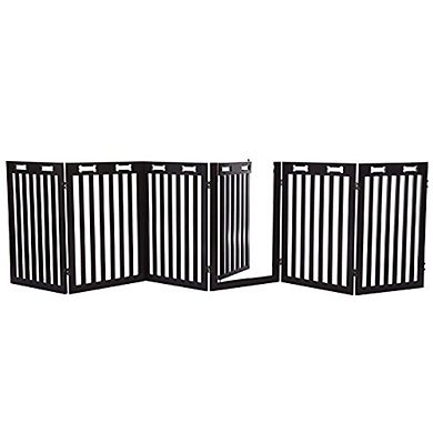 Arf Pets Free Standing Wood Retractable Dog Gate With Walk Through ...