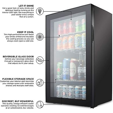 Ivation Beverage Refrigerator  Ultra Cool Mini Drink Fridge Beer, Juice Cooler for Home & Office