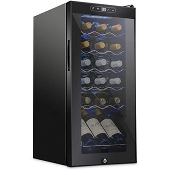 Schmecke Wine Fridge, Freestanding Wine Refrigerator, 18 Bottle Wine Cooler