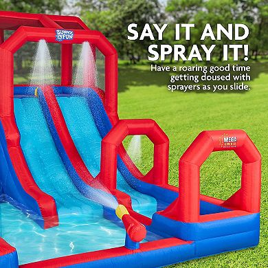 Sunny & Fun Inflatable Water Slide & Blow up Pool, Child Water Park for Backyard - Purple