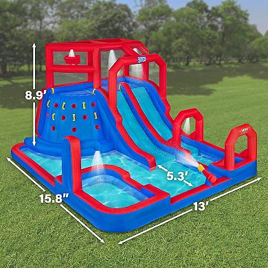 Sunny & Fun Inflatable Water Slide & Blow up Pool, Child Water Park for Child - Blue