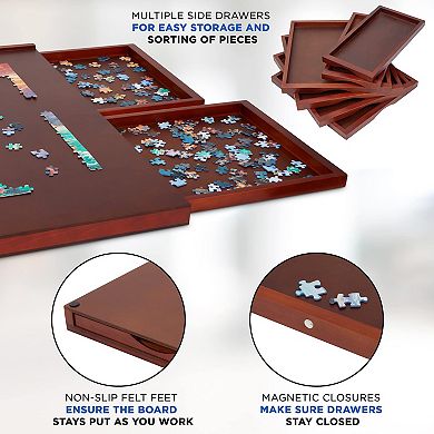 Jumbl 1500 Piece Puzzle Board, 27” x 35” Wooden Jigsaw Puzzle Table & Trays