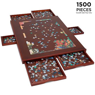 Jumbl 1500 Piece Puzzle Board, 27” x 35” Wooden Jigsaw Puzzle Table & Trays
