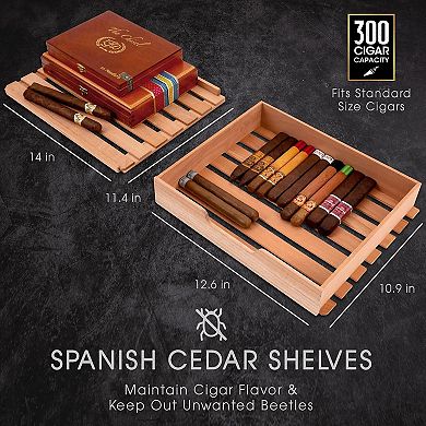 Schmécké 300 Cigar Humidor, Cigar Humidifier & Cigar Box with Cigar Hygrometer