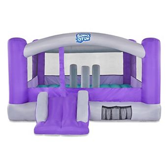 Sunny & Fun Giant Inflatable Bounce House With Built-in Posts, Air Pump & Carrying Case - Red/blue