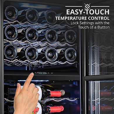 Ivation 43-Bottle Dual Zone Wine Cooler, Freestanding Wine Fridge with Lock