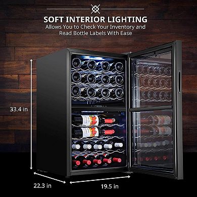 Ivation 43-Bottle Dual Zone Wine Cooler, Freestanding Wine Fridge with Lock