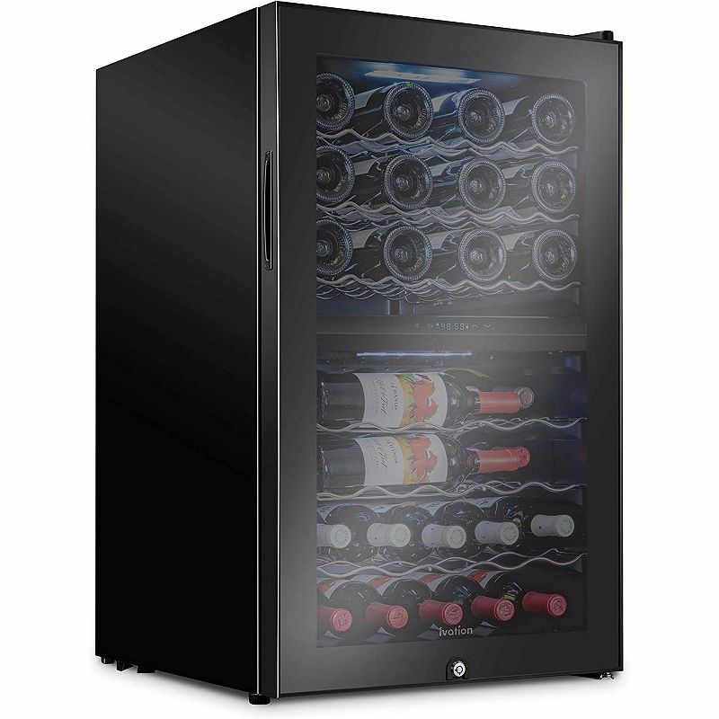 Schmecke 55-Bottle Dual Zone Freestanding Wine Cooler ,Black