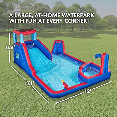 Sunny & Fun Inflatable Water Slide & Blow up Pool, Kids Water Park for Backyard