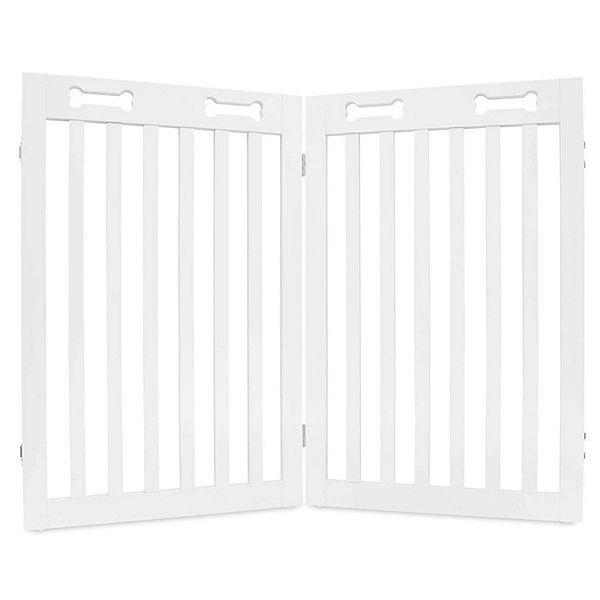 Arf Pets Free Standing Wood Retractable Dog Gate With Walk Through