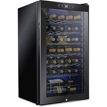 Schmecke Wine Fridge, Freestanding Wine Refrigerator, 34 Bottle Wine Cooler