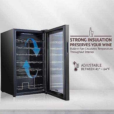 Schmecke Wine Fridge, Freestanding Wine Refrigerator, 34 Bottle Wine Cooler