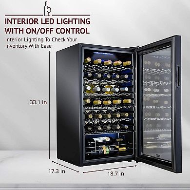 Schmecke Wine Fridge, Freestanding Wine Refrigerator, 34 Bottle Wine Cooler