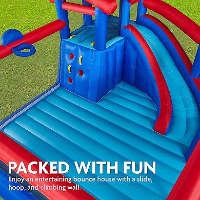 Sunny & Fun Inflatable Water Slide, Blow up Pool & Bounce House for Backyard - Purple