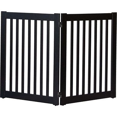 Arf Pets Free Standing Wood Retractable Dog Gate With Walk Through House Door For Pet And Baby