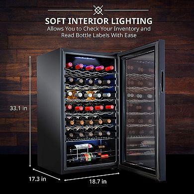 Ivation 34 Bottle Compressor Wine Refrigerator, Freestanding Wine Cooler With Lock, Black