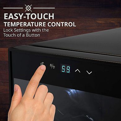 Ivation 34 Bottle Compressor Wine Refrigerator, Freestanding Wine Cooler With Lock, Black