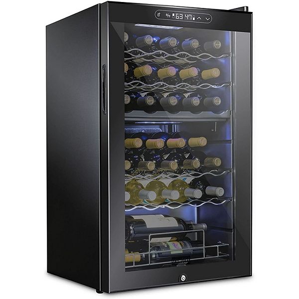 Schmecke Wine Fridge, Dual Freestanding Wine Refrigerator, 33 Bottle