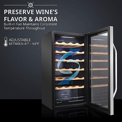 Ivation Wine Fridge, Large Freestanding Wine Cooler w/Lock, 28 Bottles