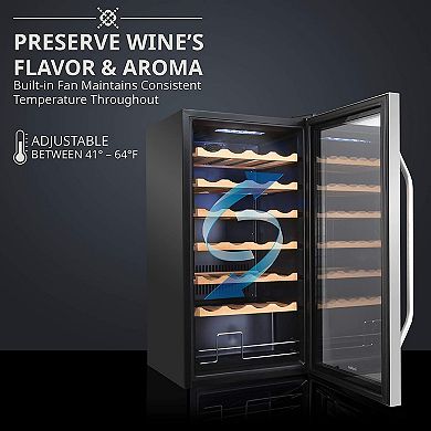 Ivation 28-Bottle Wine Cooler, Freestanding Wine Fridge with Lock