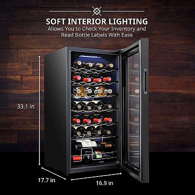 Ivation Wine Fridge, Large Freestanding Wine Cooler w/Lock, 28 Bottles