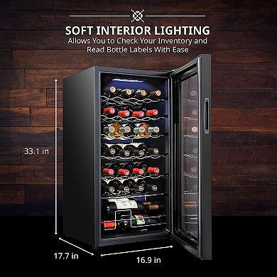 Ivation 28-Bottle Wine Cooler, Freestanding Wine Fridge with Lock